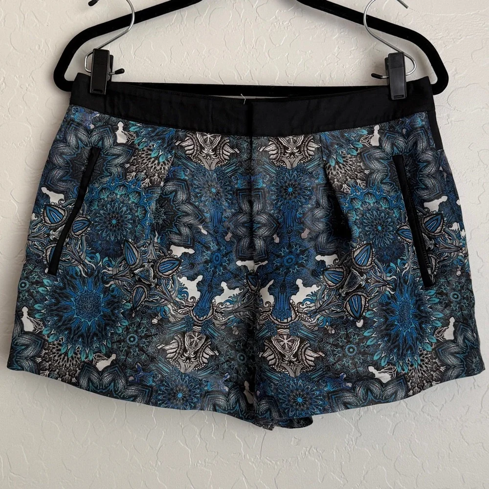 Helmut Lang‎ Women's Mandala Wet Print Shorts Blue Black Sz 2